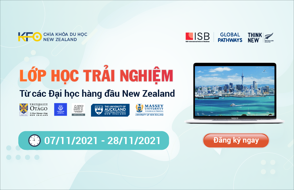 hình thumbnail Chìa khóa du học New Zealand 2021 - Lớp học trải nghiệm từ 5 Đại học hàng đầu tại New Zealand